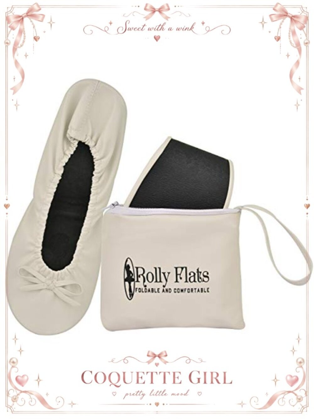 Foldable Ballet Flats Portable Travel Wedding Shoes with Pouch